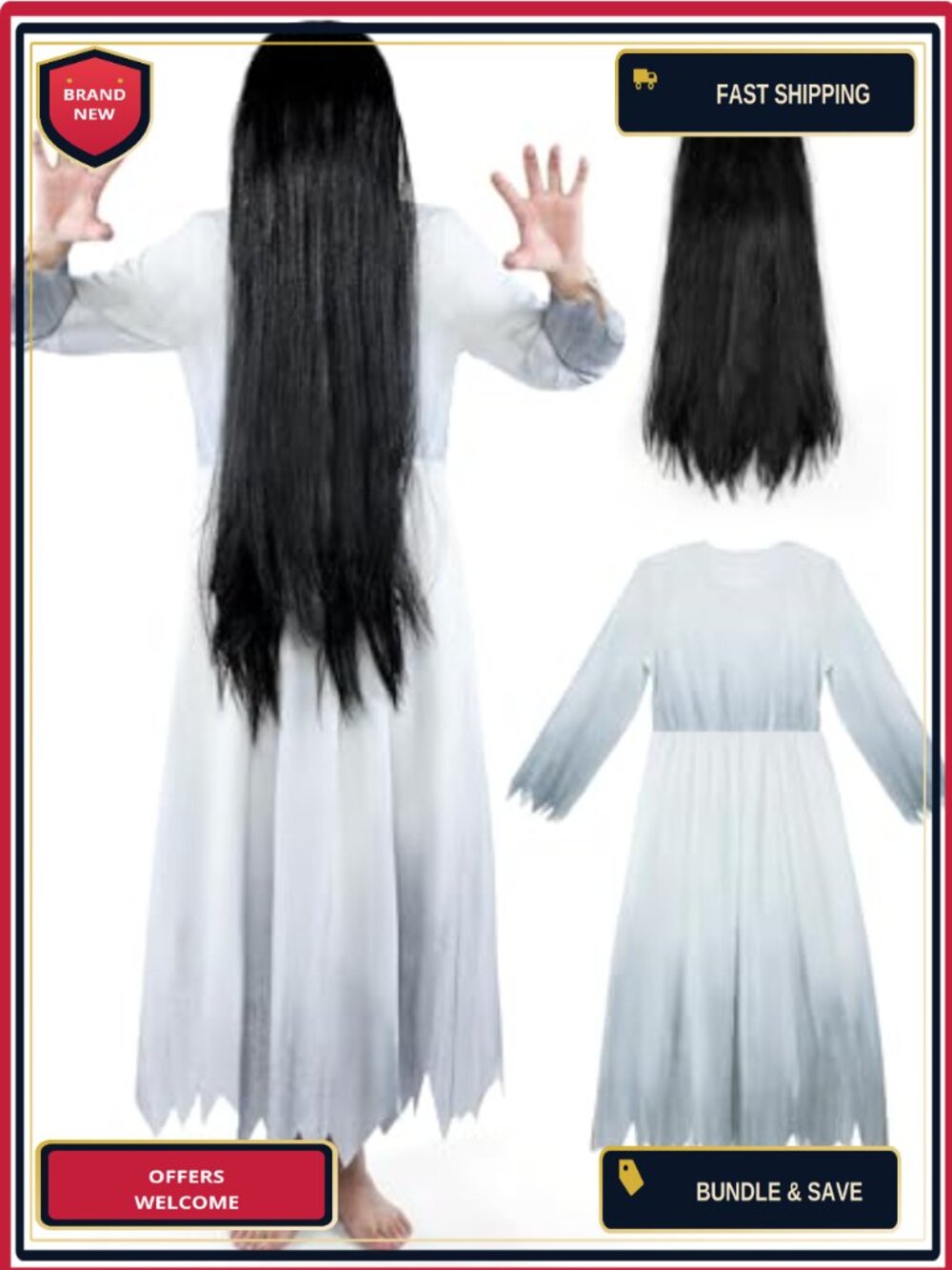 Scary Ghost Costume Women Victorian Gothic Dress Halloween